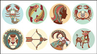 Les douze constellations motifs illustrateur - Vector