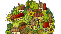 Maison de champignon Cartoon 02 - matriel vecteur