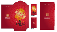 Año del dragn rojo plantilla de sobre 01 - vector de material