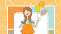 Cute dibujos animados ilustrador 01 - vector de material