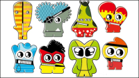 Cartoon Little Monsters 02 - matriel vecteur