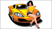 Beaut sexy et voiture de sport 01 - vecteur matriel