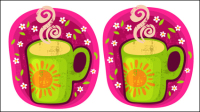 Cartoon coffee cup stickers 05 - vector material