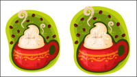 Cartoon tasse de caf autocollants 01 - matriel vecteur