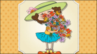 Carte fille mignonne 03 - matriel vecteur