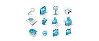 Icono - un hermoso azul tridimensional icono material de vectores