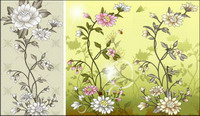 Fleurs, papillons, poussins, poules, des abeilles, des sauterelles