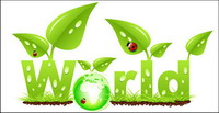 Vector ladybug leaves the grass grow green earth