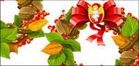 Vecteur de Noël, dcorations de Noël, les feuilles, les noix, l