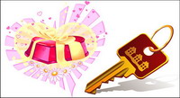 Vecteur des cls, des cadeaux, fleurs