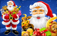 Santa Claus, ours en peluche, des jouets de bovins, champagne, cadeaux, Noël Hat