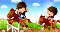 Vector de movimiento ecuestre infantil material