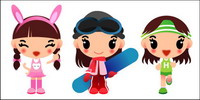 Girls skateboarding, corriendo Vector
