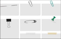 Livre agrafes, punaises, trombones, vecteur clip
