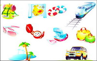 Artculos de viaje vector icono de
