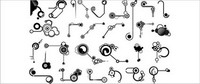 Srie du noir et blanc des lments matriels Vector Design -11 (forme en ligne)