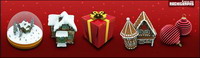 Maison, cadeaux, boule de cristal, boule suspendue