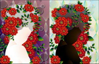 Femme avec des fleurs matriel Vector-4