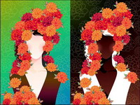 Femme avec des fleurs matriel Vector-2