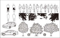 Coches, rboles, vector