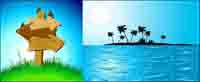 De coco de palma y de Sea Island Hito vectoriales