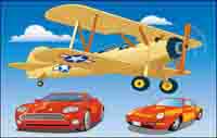 Vhicule Vector Matriel: avions  hlice et voiture de sport