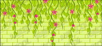 Vector de flores en la pared del material