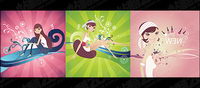 3, attachants illustrations de mode vecteur matriel