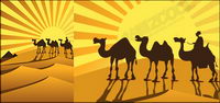 Gold dsert  chameau silhouettes vecteur matriel
