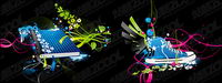 Livres, chaussures thme vecteur matriel