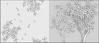 Lnea de dibujo de vectores de flores - 41Cherry, clsica de fondo)