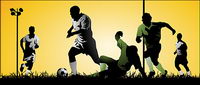 Jouer au football athltes vecteur matriel