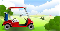 Sous le ciel bleu et nuages blancs Vector matriel de Golf