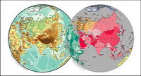 Vector map of the world exquisite material - Asia spherical map
