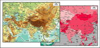 Vector map of the world exquisite material - the heart of Asia map