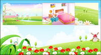 Printemps, t, la chambre, le rseau vectoriel paysage