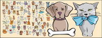 Accueille un style comique de chiens et de chats