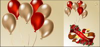 Ballons, de rubans, de roses vecteur matriel
