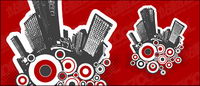 Les villes et en noir et blanc logo circulaire