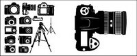 En blanco y negro cmara digital siluetas vector