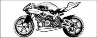 Blanco y negro de material de vectores motocicleta