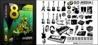 Go Media vecteur produit matriel (set8) - instruments de musique