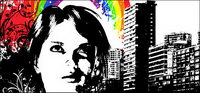 Ville arc-en-ciel modles vectoriels
