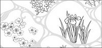Vector dessin de fleurs-47 (eau courante, des fleurs, des feuilles)