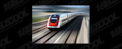 High-speed trains travelling on the picture material