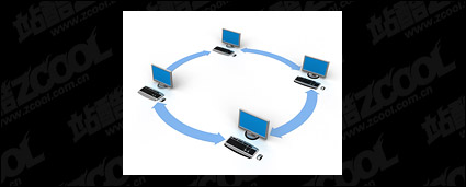 3D computer network connecting picture material-5