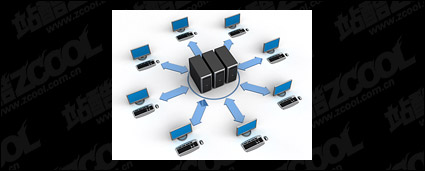 3D computer network connecting picture material-8
