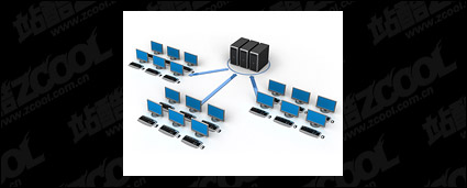3D computer network connecting picture material-9