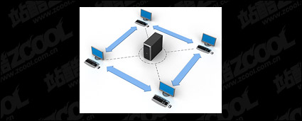 3D computer network connecting picture material-10