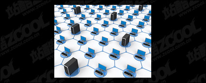 3D computer network connecting picture material-11